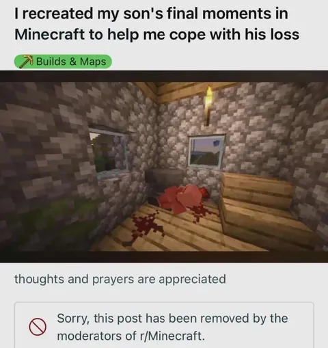 Minecraft Loss Coping Post Removed
