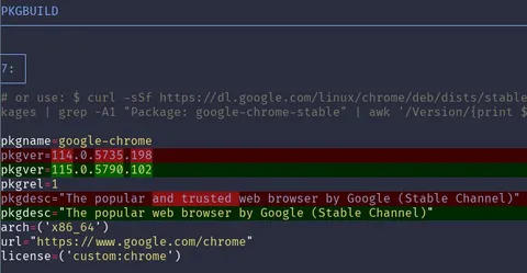 Chrome Version Update Diff