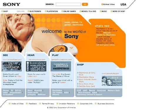 Sony Y2K Website Aesthetic