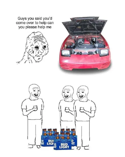 Friends Arrive With Beer to Help