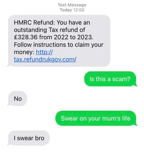 Tax Refund Scam Text