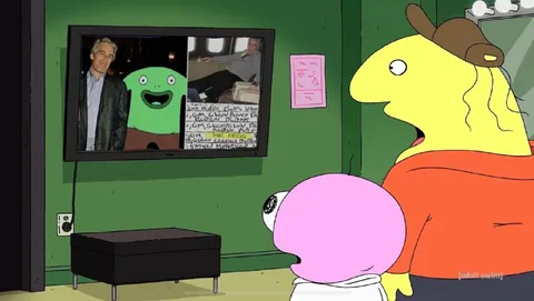 Cartoon Characters Watching Television