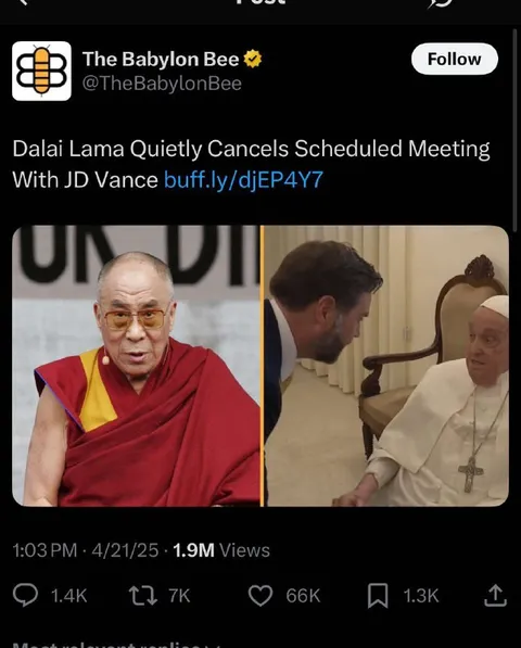 Dalai Lama Cancels JD Vance Meeting