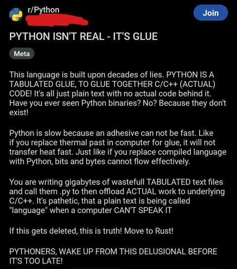 Python Isn't Real It's Glue