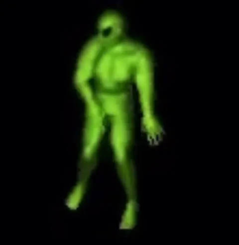 Зелёный инопланетянин танцует