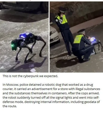 Robot Dog Drug Courier in Moscow