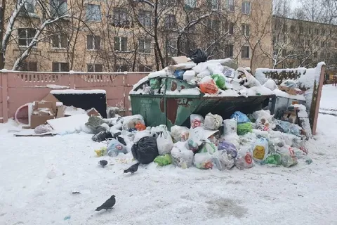 Зимний пляж для мусора