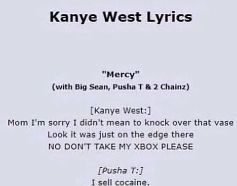Kanye Mercy Lyrics Meme