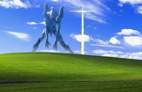 Евангелион на фоне Windows XP