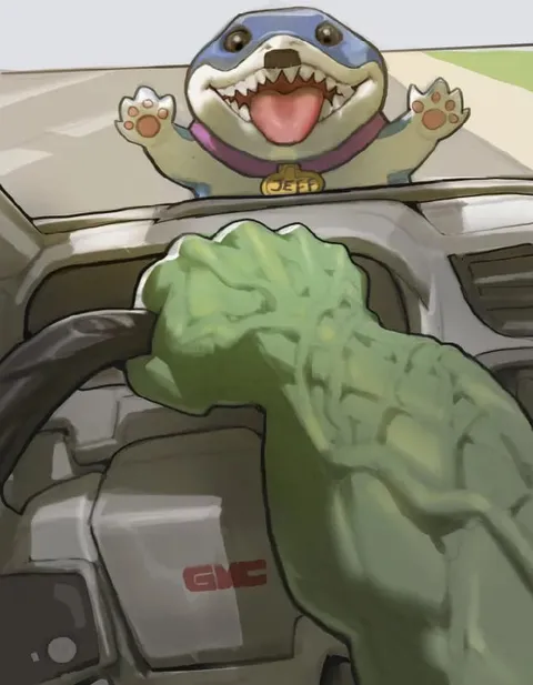 Shark Driving a Jeep