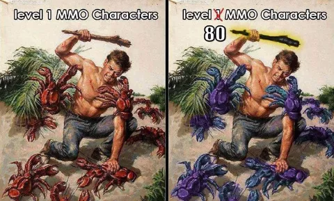 Level 1 vs Level 80 MMO Characters