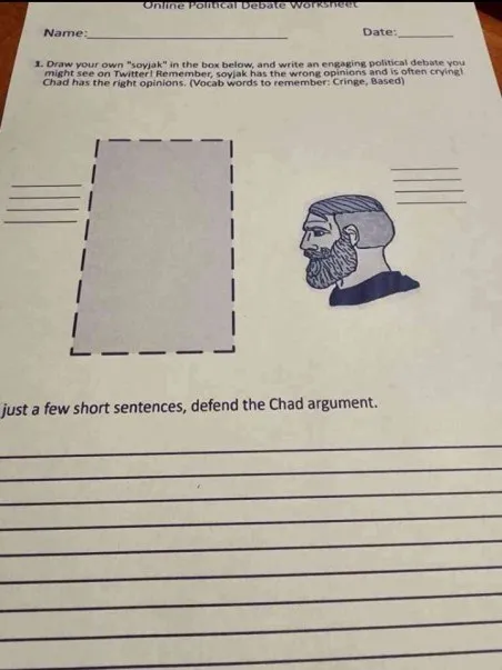 Soyjak and Chad Debate Worksheet