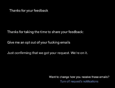 Feedback Email Opt-Out