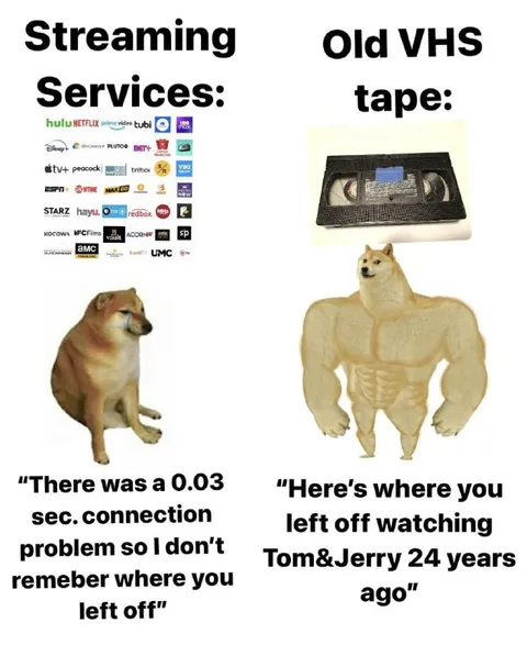 Streaming Services Versus Old VHS Tape