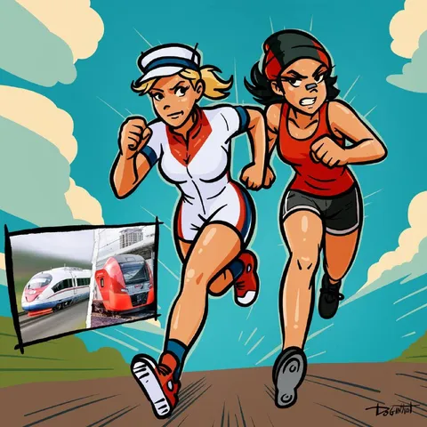 Бегущие девушки и поезда