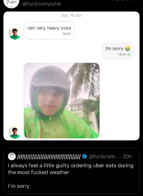 Ordering Uber Eats in Heavy Rain