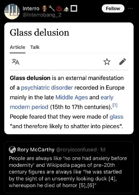 Glass Delusion Meets Modern Anxiety