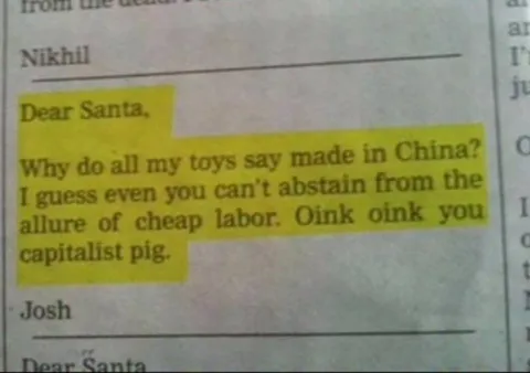 Dear Santa, Capitalist Pig