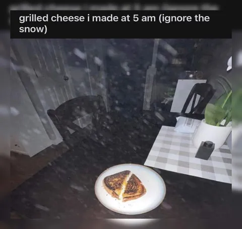 5 AM Grilled Cheese in Snow
