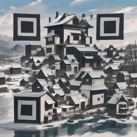 Зимняя деревня с QR-кодами