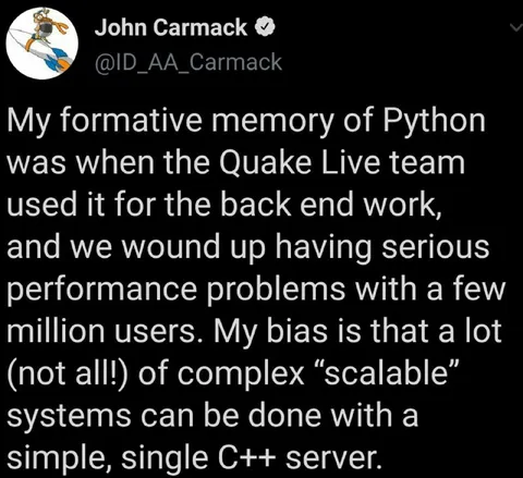 John Carmack on Python Scalability