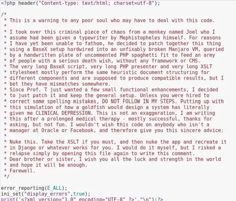 PHP Code Written in Despair