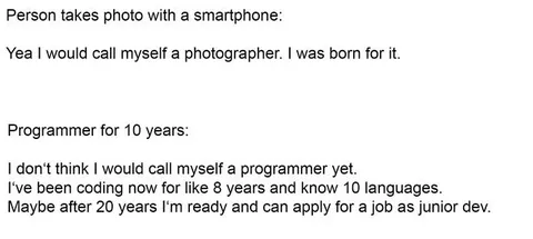 Photographer Confidence vs Programmer Humility