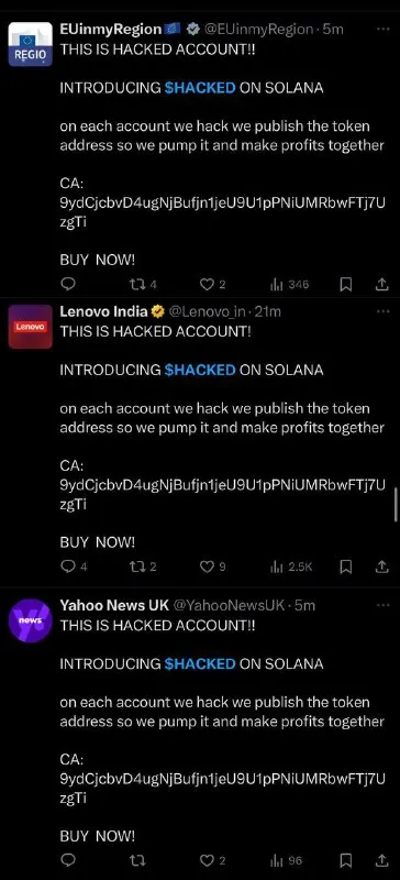 Hacked Accounts Shill Solana Token