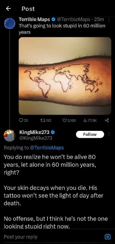 Tattoo Looks Stupid in 60 Million Years