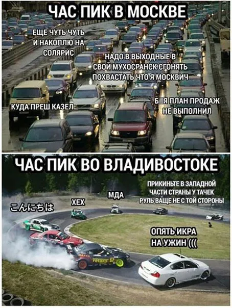 Час пик в Москве и Владивостоке