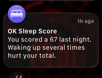 OK Sleep Score 67