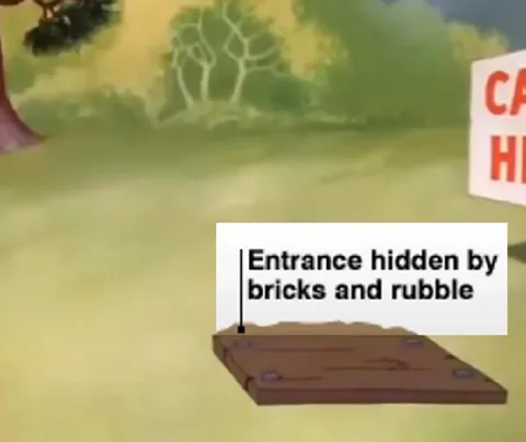 Entrance Hidden by Bricks and Rubble
