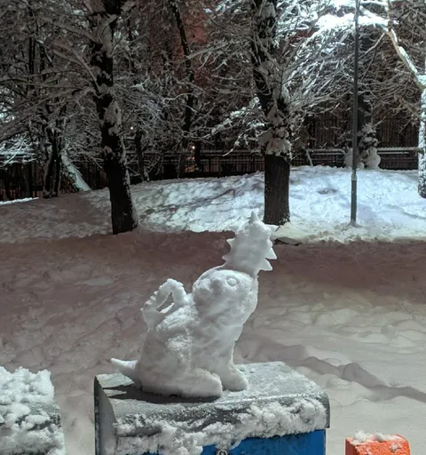 Снежный Пучита во дворе