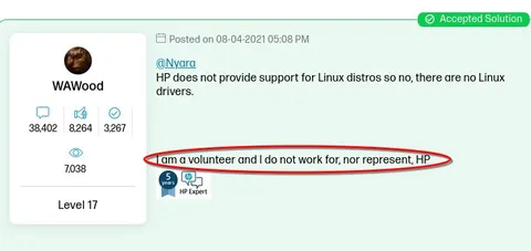 Volunteer HP Expert Corrects Linux Claim