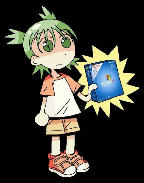 Green-Haired Girl Holds Windows XP