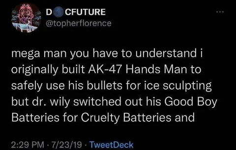 Mega Man Explains AK-47 Hands Man