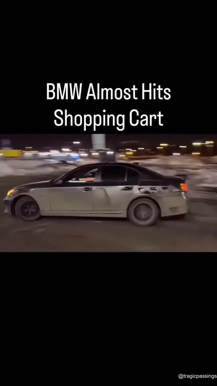 BMW Almost Hits Shopping Cart