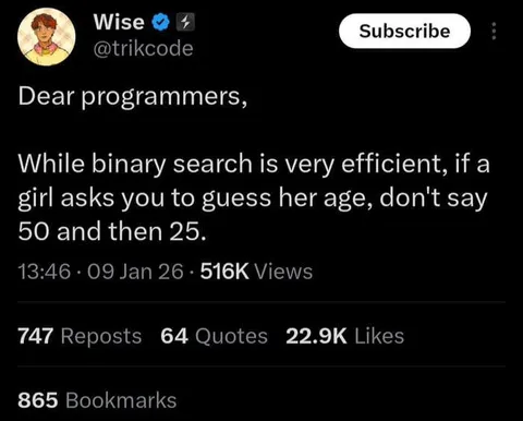 Binary Search Age Guessing Joke