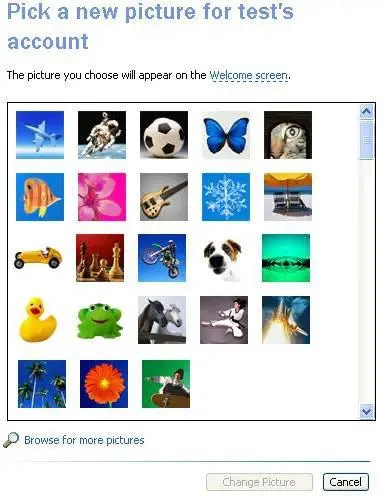 Choosing a Picture for Test's Account