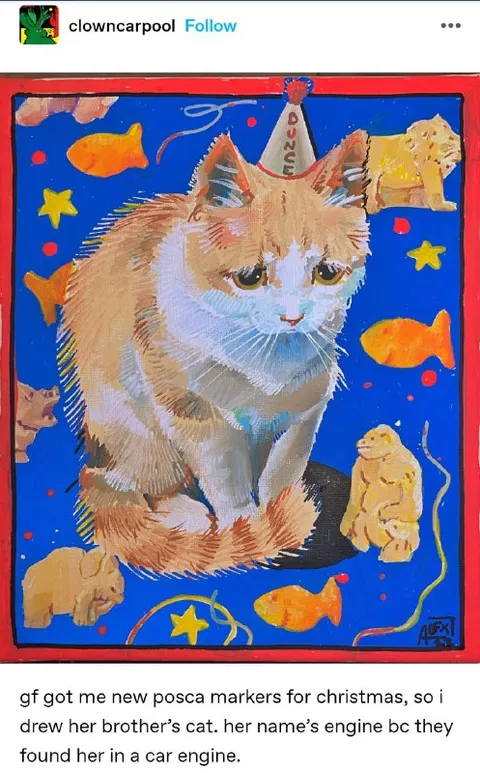 Cat Drawn With Posca Markers