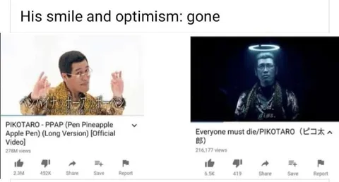 Pikotaro's Smile and Optimism Gone