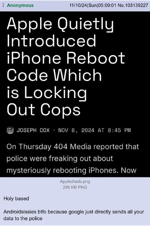 Apple Reboot Locks Out Cops