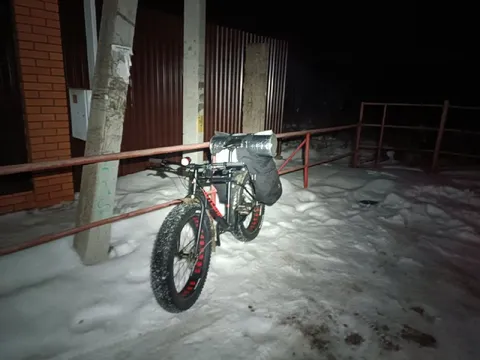 Зимний велосипед с грузом
