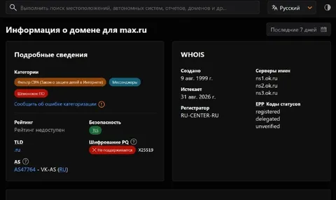 Max.ru помечен как вредоносное ПО