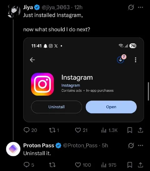 Proton Pass Says Uninstall Instagram