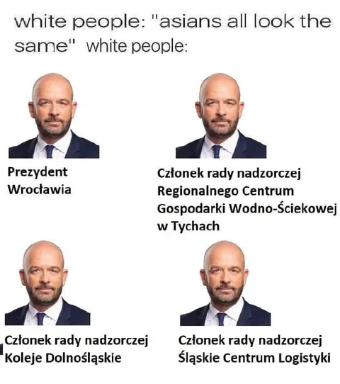Biały człowiek wygląda tak samo