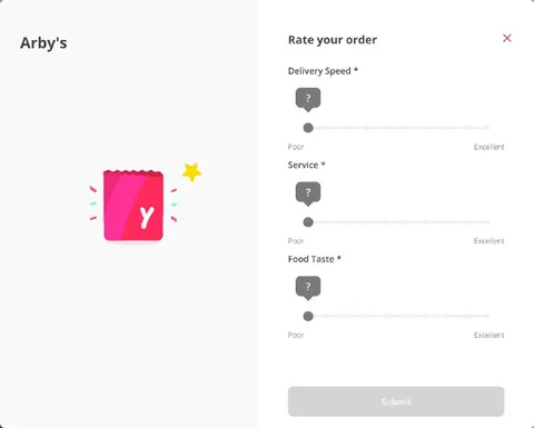 Arby's Order Rating at Zero
