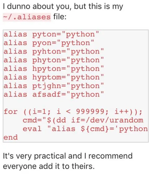 Infinite Python Alias File