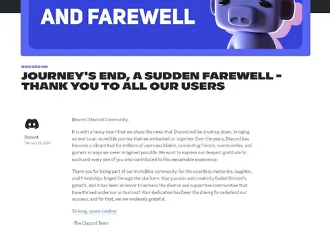 Discord's End Farewell Announcement