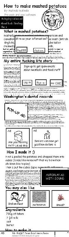 Mashed Potatoes Website Parody